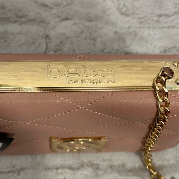 NWT BEBE Abigail Blush Pink Crossbody Gold Tone Chain Bag Purse - Picture 8 of 8